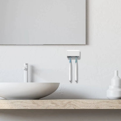Toothbrush Holder Wall Mounted with Cover Self Adhesive Toothbrushes Holder Dorm Bathrooms and Shower Holds 2 Toothbrushes
