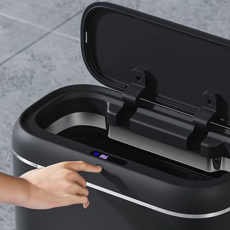 Bathroom Trash Can with Lid Automatic Trash Can Waterproof Intelligent Trash Can, Suitable for Bathrooms and Offices